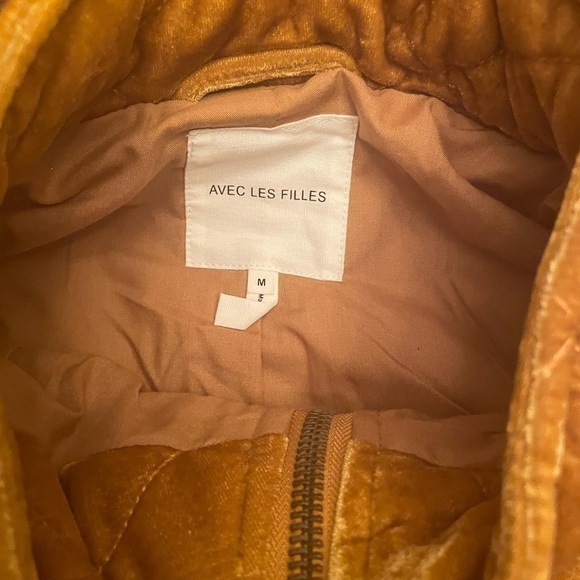 Avec LES FILLES Quilted Velvet Zip Jacket In Mustard - Picture 12 of 15